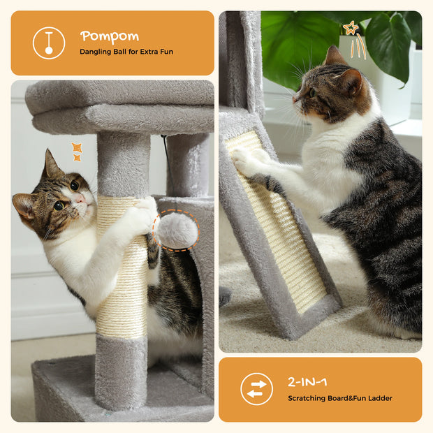 Cat Tree with Scratching Posts, Perch and Cubbies