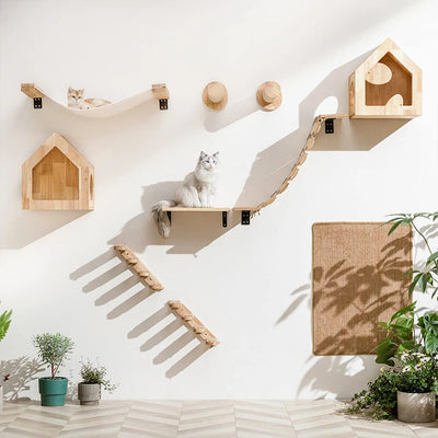 Cat Sisal Scratching Climbing Wall Mounted Shelves