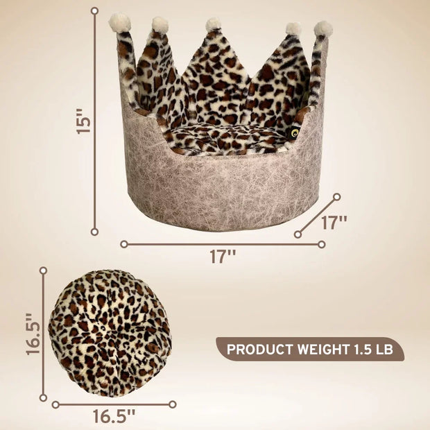 Leopard Print Crown Pet Bed