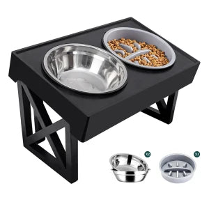 Dog Elevated Bowls Stand Adjustable Height Pet Slow Feeding Dish Bowl For Pet Dog Meal Mat Elevated Bowl Mat