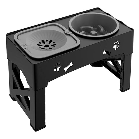 Double Bowl Pet Feeder with 5 Adjustable Heights