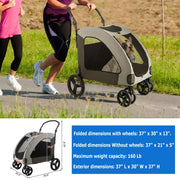 4 Wheels Easy Folding Dog Stroller