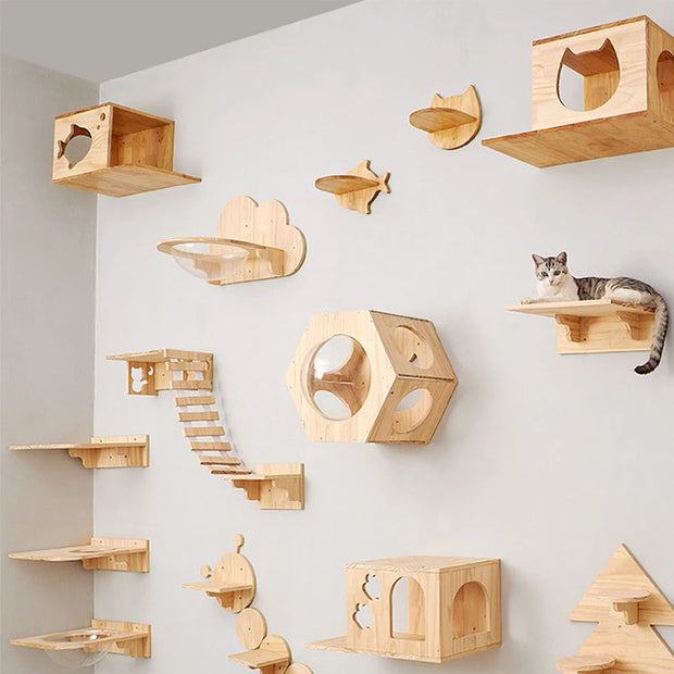 Cat Sisal Scratching Climbing Wall Mounted Shelves
