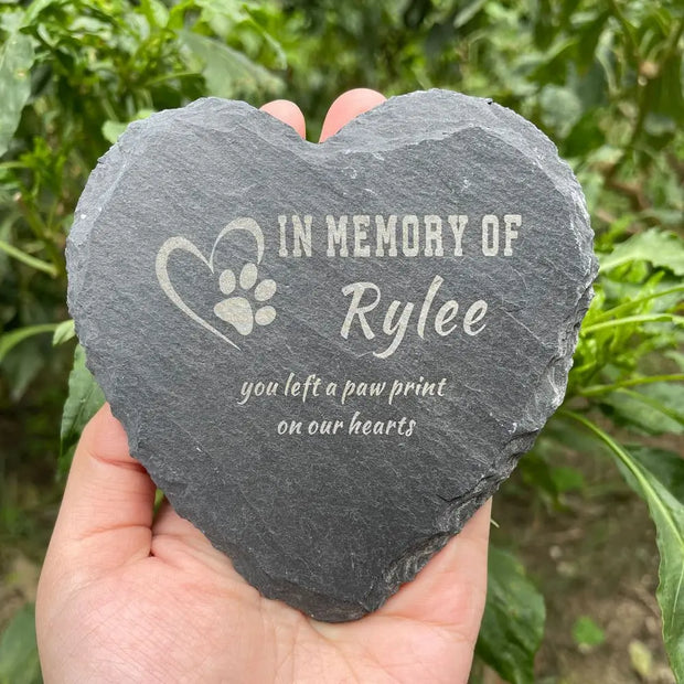 Engraved Heart-Shaped Pet Memorial Stone