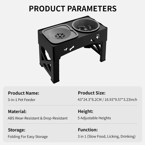 Double Bowl Pet Feeder with 5 Adjustable Heights