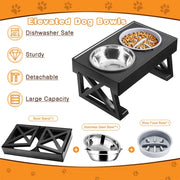 Dog Elevated Bowls Stand Adjustable Height Pet Slow Feeding Dish Bowl For Pet Dog Meal Mat Elevated Bowl Mat