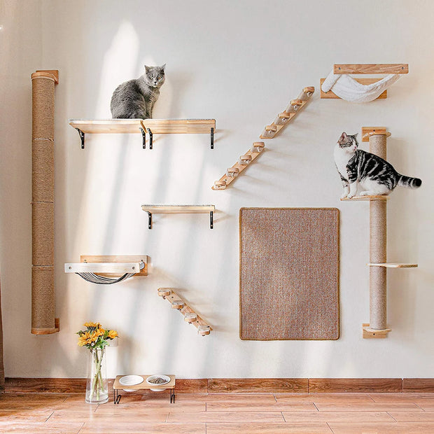 Cat Sisal Scratching Climbing Wall Mounted Shelves