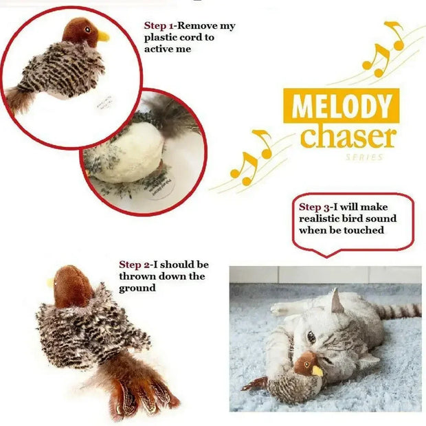 Interactive Cat Chirping Bird Toy