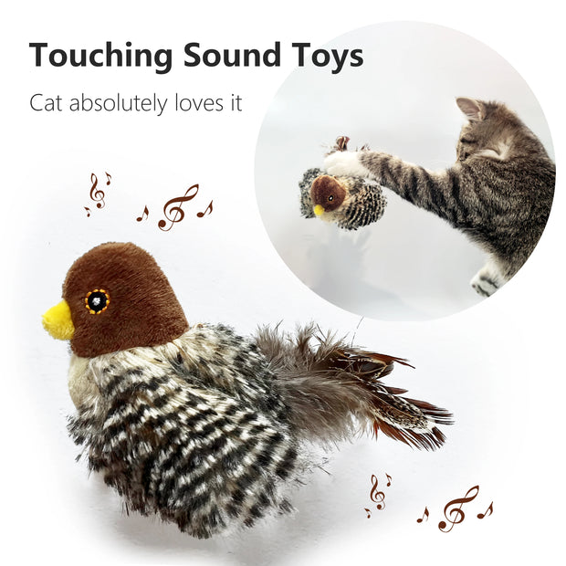 Interactive Cat Chirping Bird Toy