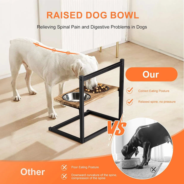 Adjustable Height Stand for Dog Bowls Small and Medium Dogs Stainless Steel Dog Bowl