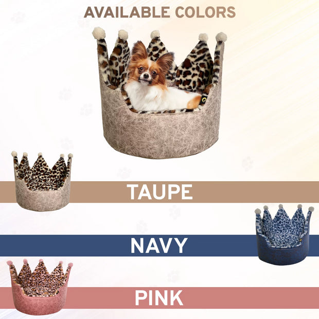 Leopard Print Crown Pet Bed