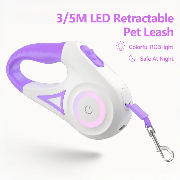 Automatic Dog Leash Retractable LED Luminous Light Straps for Dog Puppy