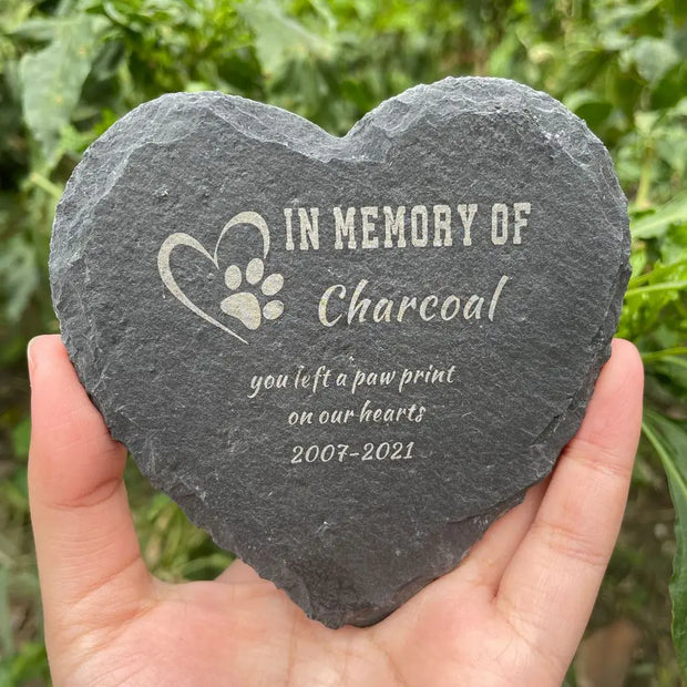 Engraved Heart-Shaped Pet Memorial Stone