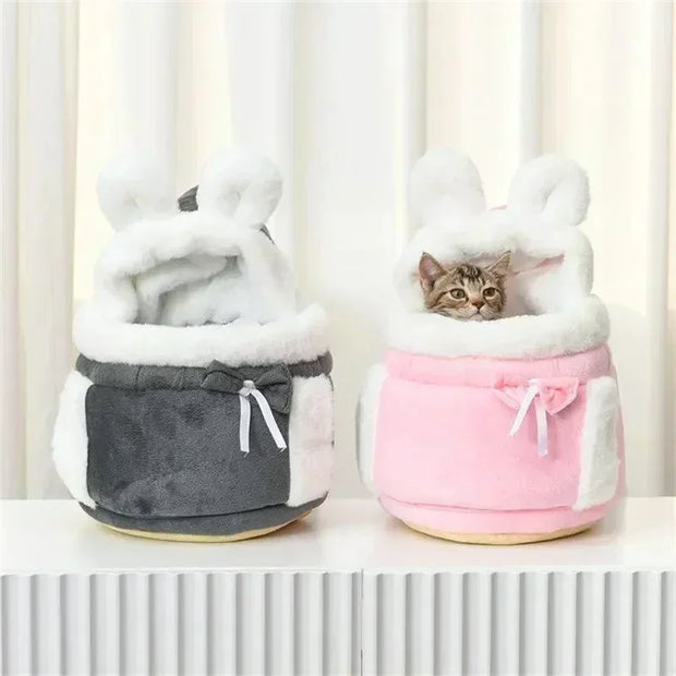 Pet Carrier Bag Cat Dogs Plush Backpack Outdoor Travel Walking Winter Warm Nest