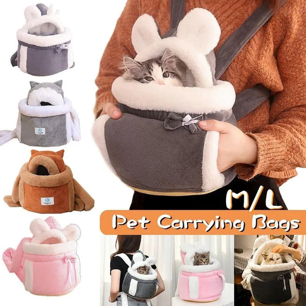 Pet Carrier Bag Cat Dogs Plush Backpack Outdoor Travel Walking Winter Warm Nest