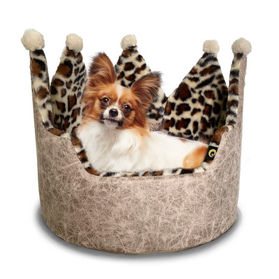 Leopard Print Crown Pet Bed