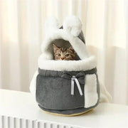 Pet Carrier Bag Cat Dogs Plush Backpack Outdoor Travel Walking Winter Warm Nest