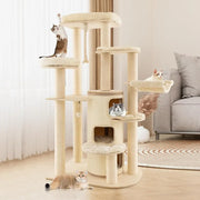 Tall Cat Tree, 67 Inch Multi-Level Modern Large Cat Tower with Top Perch, 3-Story Cat Condo, Hammock, Sisal Scratching Posts
